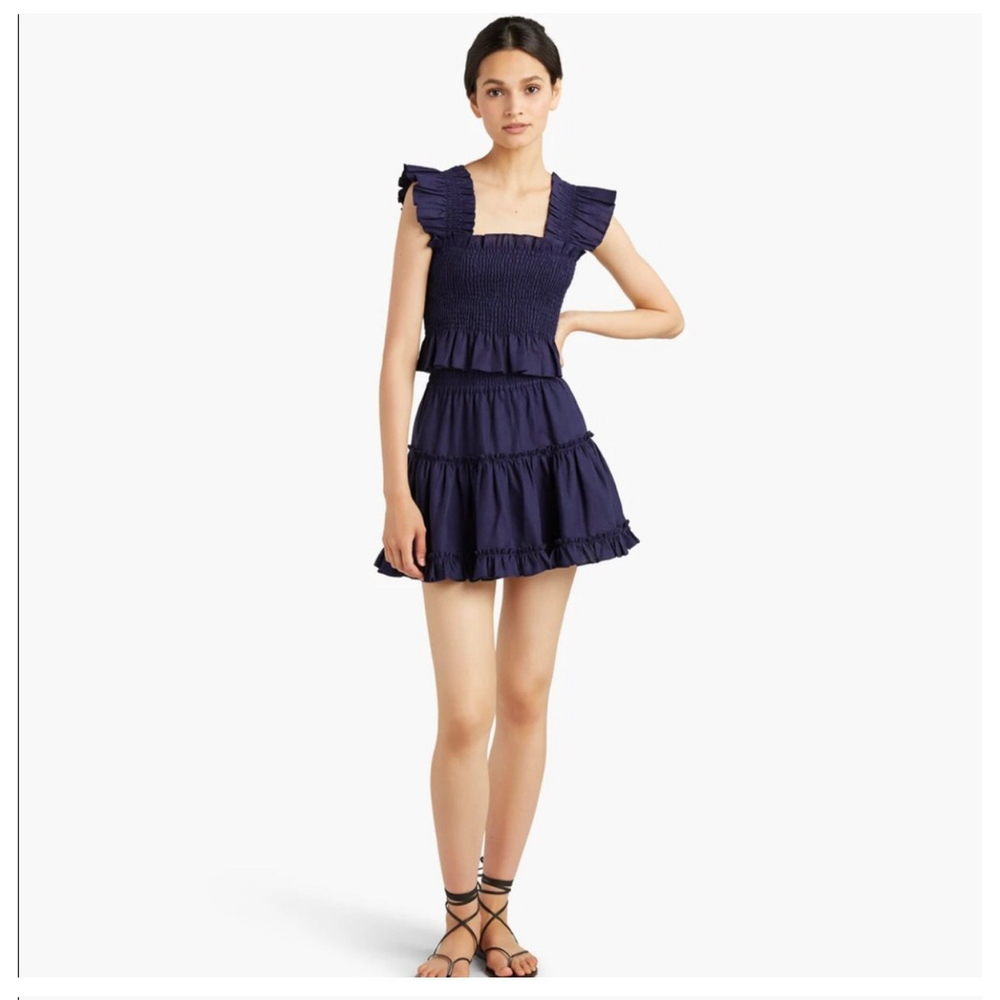 NEW Hill House Navy Blue Linen Paz Skirt Medium